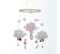 Fouriding Baby Mobile - Lindas bolas de lana para colgar en la cama, campanillas de viento para decoración de cama de bebé recién nacido, regalos para bebés (rosa)