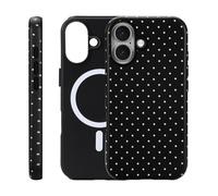 Fourmor Funda para iPhone 16, carga inalámbrica para MagSafe, diseño de doble capa (carcasa exterior de policarbonato duro + carcasa interior de TPU suave), bonito diseño de lunares, funda protectora