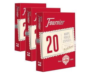 Fournier - Baraja Poker español Nº 20, 55 Cartas, Surtido de Colores Azul o Rojo (F21002) (Paquete de 3)