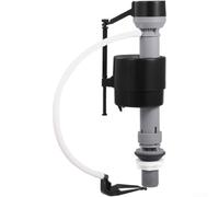 Fourpoint - Válvula de entrada de agua, con abrazadera de suministro, ajustable para tanques de inodoro, material plástico de ingeniería y tecnología de reducción de ruido (negro)