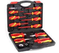 FOURROBBER Juego de Herramientas Eléctricas, Destornilladores Aislados y Alicates VDE, Kit de Destornilladores Eléctricos Aislados de 1000V con Probador de Voltaje, Phillips Magnético Ranurado