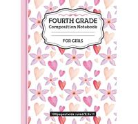 Fourth Grade Composition Notebook for Girls: Pink Coquette Bow and Hearts, Wide Ruled School Writing Journal, Aesthetic Back to School Supplies, 100 Pages, 8.5 x 11 in