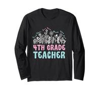 Fourth Grade Teacher Wildflower Tee Manga Larga