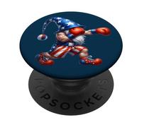 Fourth of July Boxing GNOME For Men Patriotic American Flag PopSockets PopGrip Adhesivo