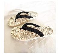 FOURTOC Chanclas de Verano, Zapatillas Tejidas de Paja para Hombre, Sandalias Hechas a Mano, Chanclas de Estilo Informal, Sandalias Ligeras de Verano,Grass Color,US10/EU42