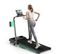 FOUSAE 5 en 1 Cinta de Correr Plegable, 12KM/H Cinta de Correr con Inclinación 9%, 2.75 HP Cinta de Andar para Casa con Control Remoto y Pantalla LED, Apps y 12 Programas HIIT, Soporte 150 KG