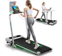 FOUSAE 5 en 1 Cinta de Correr Plegable, 12KM/H Cinta de Correr con Inclinación 9%, 2.75 HP Cinta de Andar para Casa con Control Remoto y Pantalla LED, Apps y 12 Programas HIIT, Soporte 150 KG