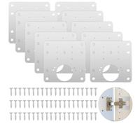 Fousenuk 10 Piezas Placa de Reparación de Bisagras Cocina, 9×9cm Inoxidable Hinge Repair Kit, Armario Bisagra Artefacto Reparación con Tornillos para de Madera Muebles, Gabinete, Cajón, Ventana