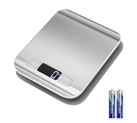 Fousenuk 10kg/1g bascula de cocina, inox electronica digital balanza con LCD pantalla y funcion tara, automatico báscula de precisión con 6 unidades, pesa alimentos para cocinar, hornear, mezclar