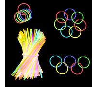 Fousenuk 120 piezas Barras Luminosas, Set de fiesta de palos luminosos de neón con connector, Longitud 20cm Pulseras luminosas para niños, para fiestas, bodas y decoraciones de Halloween