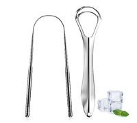 Fousenuk 2 pezzi Pulisci Lingua, Nettalingua in 304 Acciaio Inox Raschietto Lingua per Pulizia Della Bocca, Spazzolino Lingua per Ridurre l'alito Cattivo Spazzolini Lingua Orale per Adulti Bambini