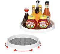 Fousenuk 2 Piezas Especiero Giratorio, 25 y 30 cm Estante de Plástico, 360° Plato Giratorio Organizador de Armarios, Especieros para Cocina para Especias y Condimentos Botellas, para Despensa