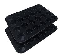 Fousenuk 2 piezas Mini Moldes Silicona, Molde de Magdalenas Horno, 33X22X2.5cm Moldes Reposteria, Recubrimiento Bandeja Antiadherente Reutilizables para Horno para Cupcake, Brownie, Muffins, Negro