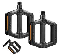 Fousenuk 2 Piezas Pedales MTB con Tiras Reflectantes, Pedal de Bicicleta Antideslizante, Reposapies Bicicleta Plástico Negro para Carretera, Bicicleta de Montaña y Otras Bicicletas de Trekking