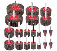 Fousenuk 20 piezas Lija para Taladro, Cepillo Abrasivo 10 Tamaños Diferentes Disco de Pulido Grano 80 con Vástago Rueda de Papel de Lija, Ruedas de Láminas para Lijar, Desbarbado, Pulido