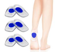 Fousenuk 3 pares Taloneras Silicona Azul, Almohadillas de Gel para Talones, Reducir los Golpes, Aliviar el Dolor Suave, Plantillas Talon para Fascitis Plantar, Espolon Calcaneo, Tendinitis (L/34-39)