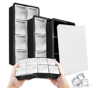 Fousenuk 3 Pcs Cubiteras para Hielo Grande, Cubitera Silicona, Hielera | Cubitos de Hielo con Tapa, Molde Hielo, para Bebidas Frías, Whisky, Cócteles (6 Compartimentos × 2 + 8 Compartimentos × 1)