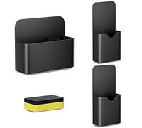 Fousenuk 3 piezas Portalápices Magnético Negro, Portalapices Magnetico con Borrador para Pizarra, Soporte de Marcador Magnético para el Frigorífico, Taquillas, Superficie Magnética, Pizarra