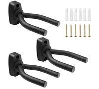Fousenuk 3 piezas Soporte Pared Guitarra, Oporte de Guitarra Negro Colgador de Guitarra Eléctrica Acustica Tamaño Ajustable, Soporte de Guitarra para Colgar Guitarra en Pared o Perchero