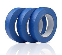 Fousenuk 3 Rollos Cinta Carrocero Pintura, 25mm×50m Pintor para Pintar, Masking Tape Cinta de Enmascarar Profesionales Papel Aislante Azul Fina Colores, Multisuperficie para Unir Juntas Rollo Cinta