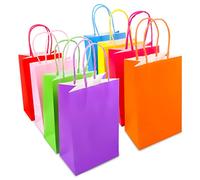 Fousenuk 40 Piezas Bolsas de Regalo Cumpleaños Infantil para Niños, Bolsita para Regalos de 10 Colores, Bolsa Chuches Kraft con Asas para Dulces Embalaje, Cumpleaños, Fiestas, Halloween, Compras