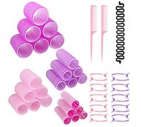 Fousenuk 47 piezas Rulos Pelo Grandes, Bigudies Pelo Agarre con Clips Pico Pato, Rizadores de Cabello Sin Calor para salon Peluquero Peluquero, Peinado de Rizos DIY (45mm, 36mm, 25mm, 18mm)