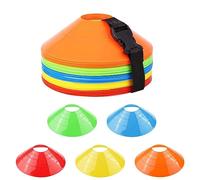 Fousenuk 50 Piezas Conos Entrenamiento, Conos Marcadores con Hebilla, Bolsillos de Malla, Conos Agilidad Redondos, Conos de Disco para Entrenamiento de Fútbol, Marcado de Canchas (5 Colores)