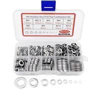 Fousenuk 684 piezas Arandelas Metalicas, 304 Acero Inoxidable Arandelas Planas, Plana Arandela con Caja de Surtido, Combinaciones de Arandelas en 9 Tamaños M2 M2.5 M3 M4 M5 M6 M8 M10 M12