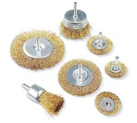 Fousenuk 7 Piezas Cepillos de Alambre para Taladro, Vástago Redondo 6 mm Cepillo Metalico Limpieza, Lijadora para Cepillos Alambre Taladro Profesionale para Pulir/Lijar/Eliminación Óxido/Corrosión