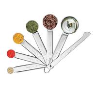 Fousenuk 7 piezas Cucharas Medidoras, Juego de Cuchara Medidora de Acero Inoxidable para Cocinar y Hornear con Regla de Medición, Herramienta de Medición para Medir Líquidos y Sólidos