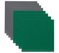 Fousenuk 8 Piezas Base para Construir Verde y Gris, Classic Base de 32x32 Tacos, Bases Clásicas para Construir 25 x 25cm, Games Placas Base de Bloques Grandes Compatibles con Las Principales Marcas