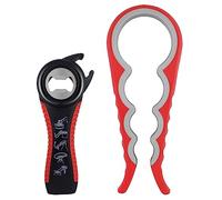 Fousenuk Abrelatas Profesional Manual, 2 piezas Abridor de Tarros, Latas, Botellas 5 en 1 y 4 en 1 Multifunción para Ancianos y Manos Débiles y Sufridores de Artritis