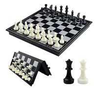 Fousenuk Ajedrez Magnetico Plegable, Tablero de Viaje Portatil de Rompecabezas, Piezas Ajedrez, Chess Niños, Juego Infantil y Adultos (Negro, Blanco) 25 × 25 cm