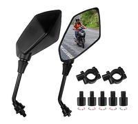 Fousenuk Par de Espejos Retrovisores Moto, Universal Espejos Moto Laterales con Abrazadera 7/8" 22mm, Tornillos de Fijación 10mm y 8mm, 360° Rotated Espejo de Manillar para Motos, Scooters, ATV