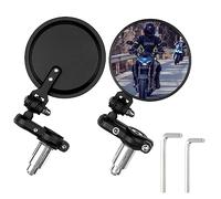 Fousenuk Par de Espejos Retrovisores Moto, Universal Redondo Espejos Moto Laterales con Llave Inglesa, 360° Rotated Plegable Espejo de Manillar Compatible con Motocicleta, Scooters, ATV, Moped