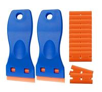 Fousenuk Rasqueta Vitroceramica, 2 Piezas Rascador con 100 Cuchillas, Espatula Plastico, Espátulas Plastico, Rasquetas para Raspar Pegatinas de Vidrio, Vinilo Pegatinas, Etiquetas, Adhesivo