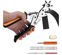 Fousenuk Sacabocados Cuero Profesional, 6 Tamaños Maquina Hacer Agujeros Cinturones, Perforadora Circular, Hacer Agujeros Cinturon, Agujereador de Cinturones para Piel, Correas, Tarjetas, Goma y Más