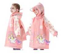 Fouyada Impermeable para Niños Chaqueta Encapuchado Chubasquero Reutilizable Chubasqueros para Niños y Niñas Poncho Ligero Traje Capa de Lluvia