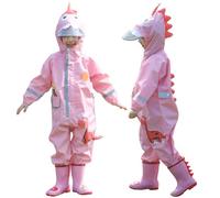 Fouyada Infantil Impermeable Traje de Lluvia Niño Niña Impermeables para Niños Niñas Poncho de Lluvia Ligero Chaquetas de Lluvia Dinosaurio Reutilizable Ropa de lluvia, rosa, 3-5 Años