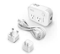 FOVAL foval bajada de potencia de 220v a 110v convertidor de voltaje con adaptador de la energía del recorrido internacional de 4 puertos usb en europa reino unido italia asia, etc, más de 150 países