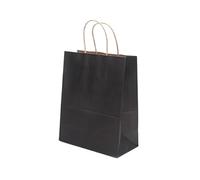 FOVAOK 10/20 bolsas de papel kraft marrón con asas, bolsas de regalo de papel pequeñas para pequeñas empresas, bolsas de compras de Navidad (negro, 26 x 12 x 33 cm, 10 unidades)
