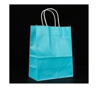 FOVAOK 10/25 bolsas de papel kraft multifuncionales reciclables con asas (azul, 25 unidades, 21 x 14 x 27 cm)