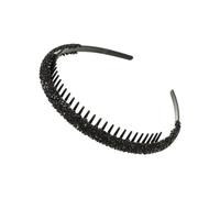 FOVAOK 2 diademas elásticas antideslizantes de lujo con diamantes de imitación para mujer, accesorios de bisel para el cabello (color negro)