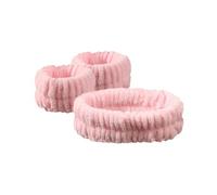 FOVAOK 2 pares de bandas de pelo de felpa de forro polar coral, impermeables, para lavar la cara, absorbentes, accesorios para el cabello (rosa)