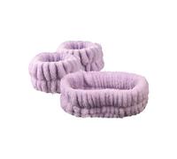 FOVAOK 2 pares de bandas de pelo de felpa de forro polar coral, impermeables, para lavar la cara, absorbentes, accesorios para el cabello (morado)