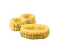 FOVAOK 2 pares de bandas de pelo de forro polar coral de felpa, impermeables, para lavar la cara, absorbentes, accesorios para el cabello (amarillo)