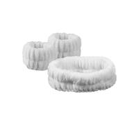 FOVAOK 2 pares de bandas de pelo de forro polar coral de felpa, impermeables, para lavar la cara, absorbentes, accesorios para el cabello (blanco)