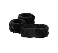 FOVAOK 2 pares de bandas de pelo de forro polar coral de felpa, impermeables, para lavar la cara, absorbentes, accesorios para el cabello (negro)
