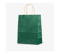 FOVAOK 25/50 bolsas de regalo de papel kraft marrón con asa, bolsas de regalo de boda, Bir0hday, para pequeñas compras al por menor (verde, 50 unidades, 15 x 8 x 21 cm)