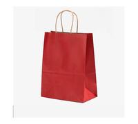 FOVAOK 25/50 bolsas de regalo de papel kraft marrón con asa para bodas, fiestas de cumpleaños, bolsas de compras para pequeñas empresas (rojo vino, 50 unidades, 15 x 8 x 21 cm)